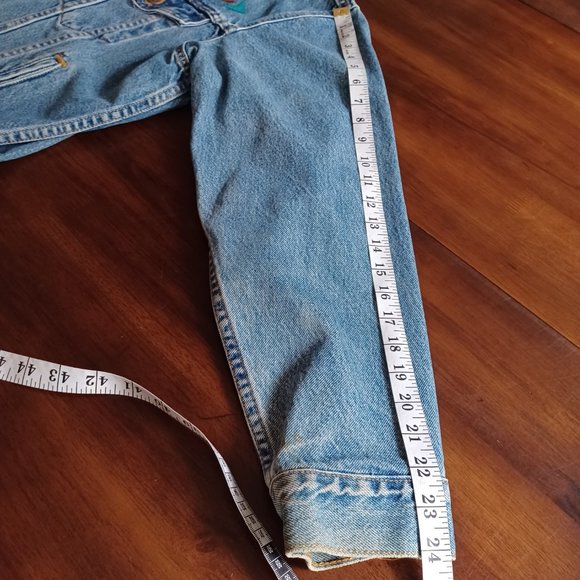 Vtg 90's Levi's Jacket, 70507-0389 Leather Applique, Southwest, Tribal, USA, M - Picture 14 of 15